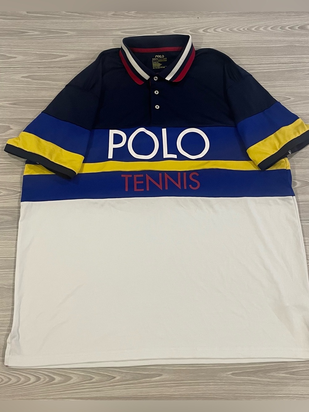 Polo Ralph Lauren Stripe Tennis Performance Shirt Blue Yellow Men’s Size 2XL